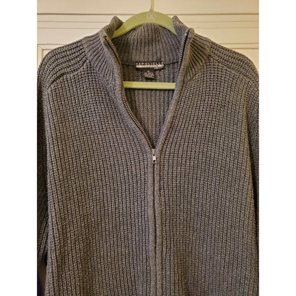 Napoliello Mens Gray Sweater XL Cardigan Cotton Blend Full Zip EUC - Picture 2 of 7